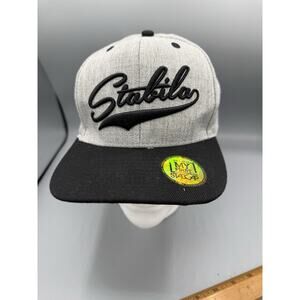 Snapback Hat Gray Black Flat Bill Adjustable New w/ Tags